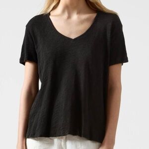 ATM Anthony Thomas Melillo Slub Jersey Black V-Neck Tee Shirt Women's Small